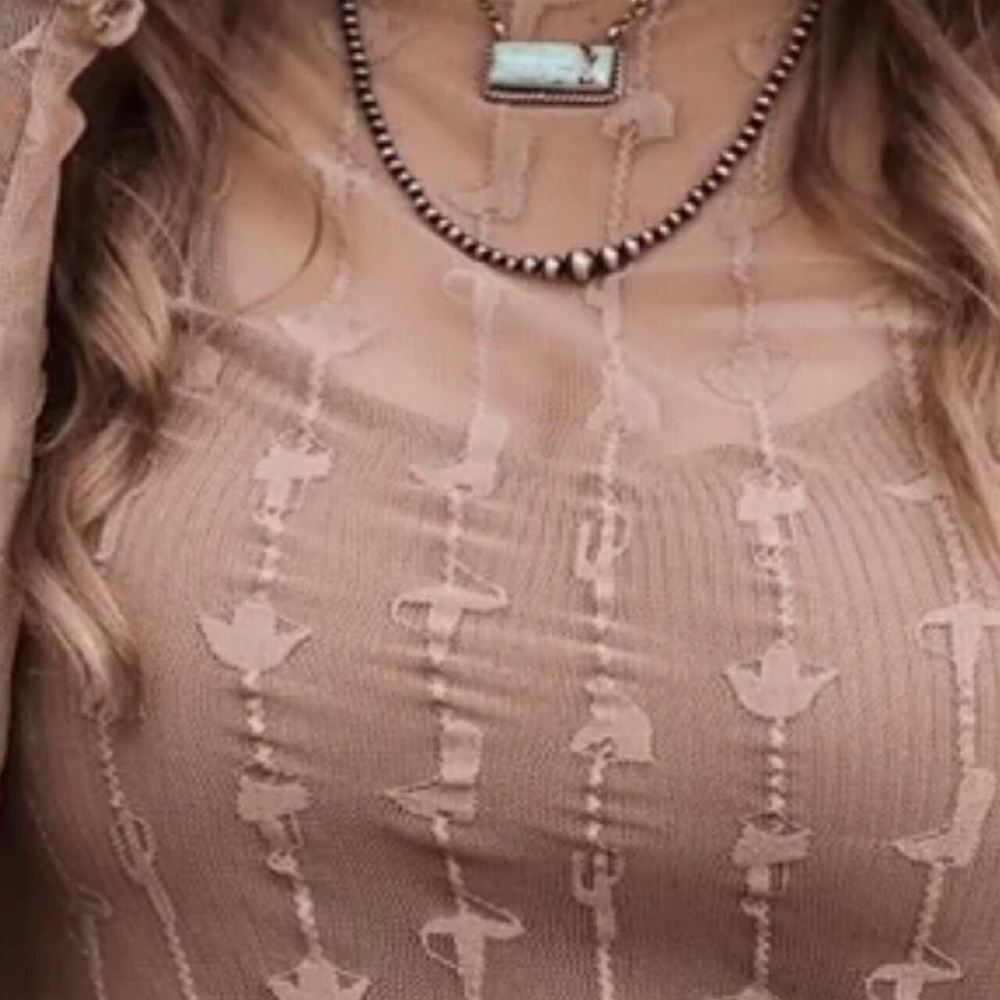 Dark Equestrian Burnout sheer Mock Neck Top Y2K Coastal Cowgirl Rodeo Festival - Picture 2 of 8